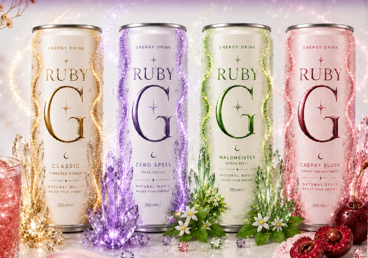 Die vier Ruby-G-Sorten Classic, Zero Spell, Waldmeister und Cherry Blush